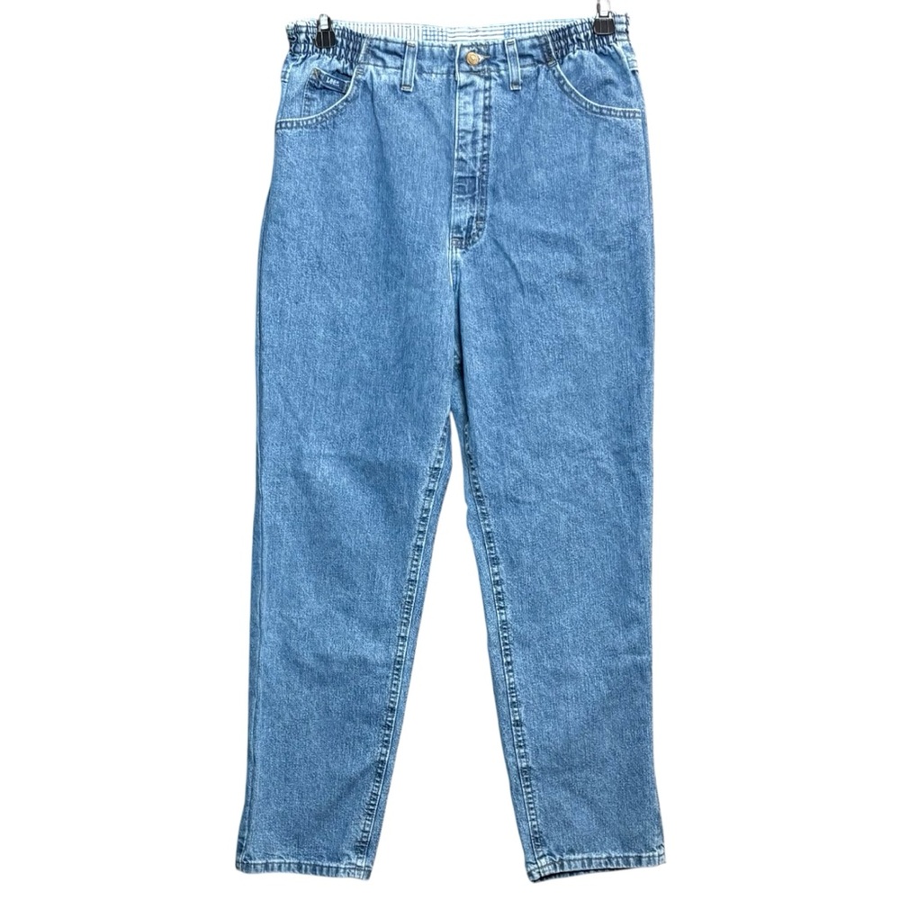 Vintage 80's Lee Mom Jeans Elastic Waist High Rise Bareback Waist 32" Inseam 27